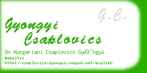 gyongyi csaplovics business card